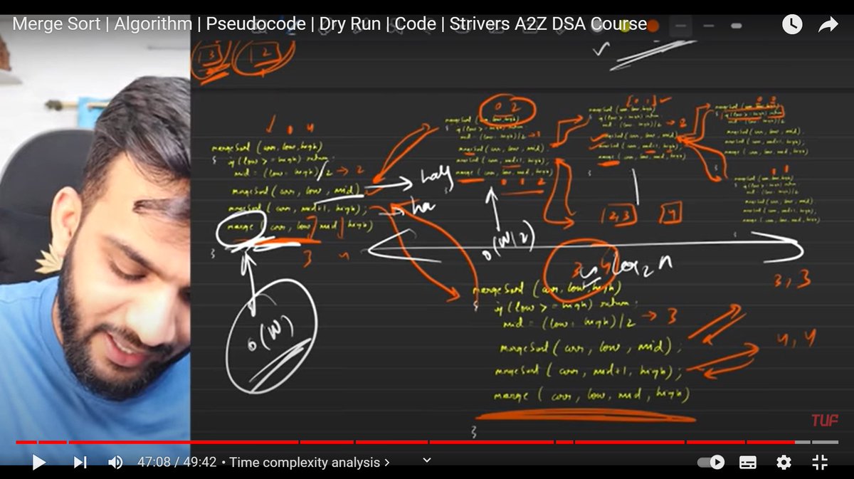 UdayKumar2507's tweet image. Just had a lightbulb moment grasping Merge Sort, all thanks to @striver_79's excellent teaching and the pen and paper technique! 📝🌟 Breaking it down step by step really simplifies things. #MergeSort #CodingInsights #LearningFromTheBest