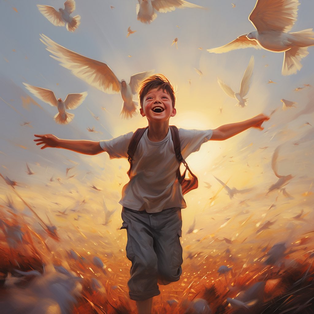 TeachThis100's tweet photo. Here’s what “joy” and “happiness” looks like in #midjourney…let’s spread some positivity #teachthis https://t.co/rOu2aNEROs