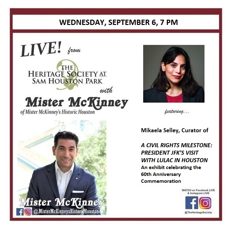 Did you know that President #Kennedy spent his last evening in Houston with LULAC before going to Dallas?  It was a celebration to remember.  Tune into our Facebook page at 7 PM this Wednesday and meet the curator #MikaelaSelley in this free program by <a href="/McKinneysHOU/">Mister McKinney's Historic Houston</a>