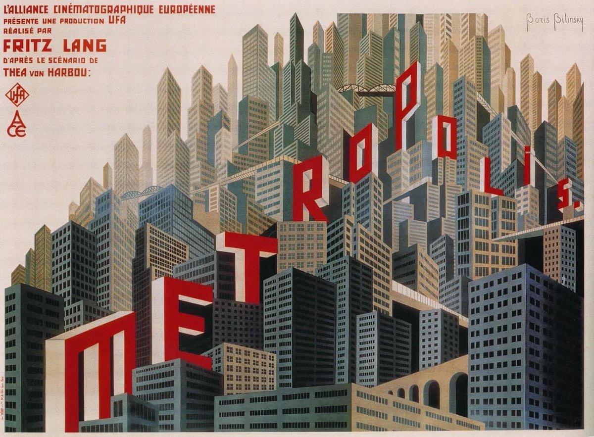 Metropolis poster designed by Boris Bilinski 1926 via MoMA