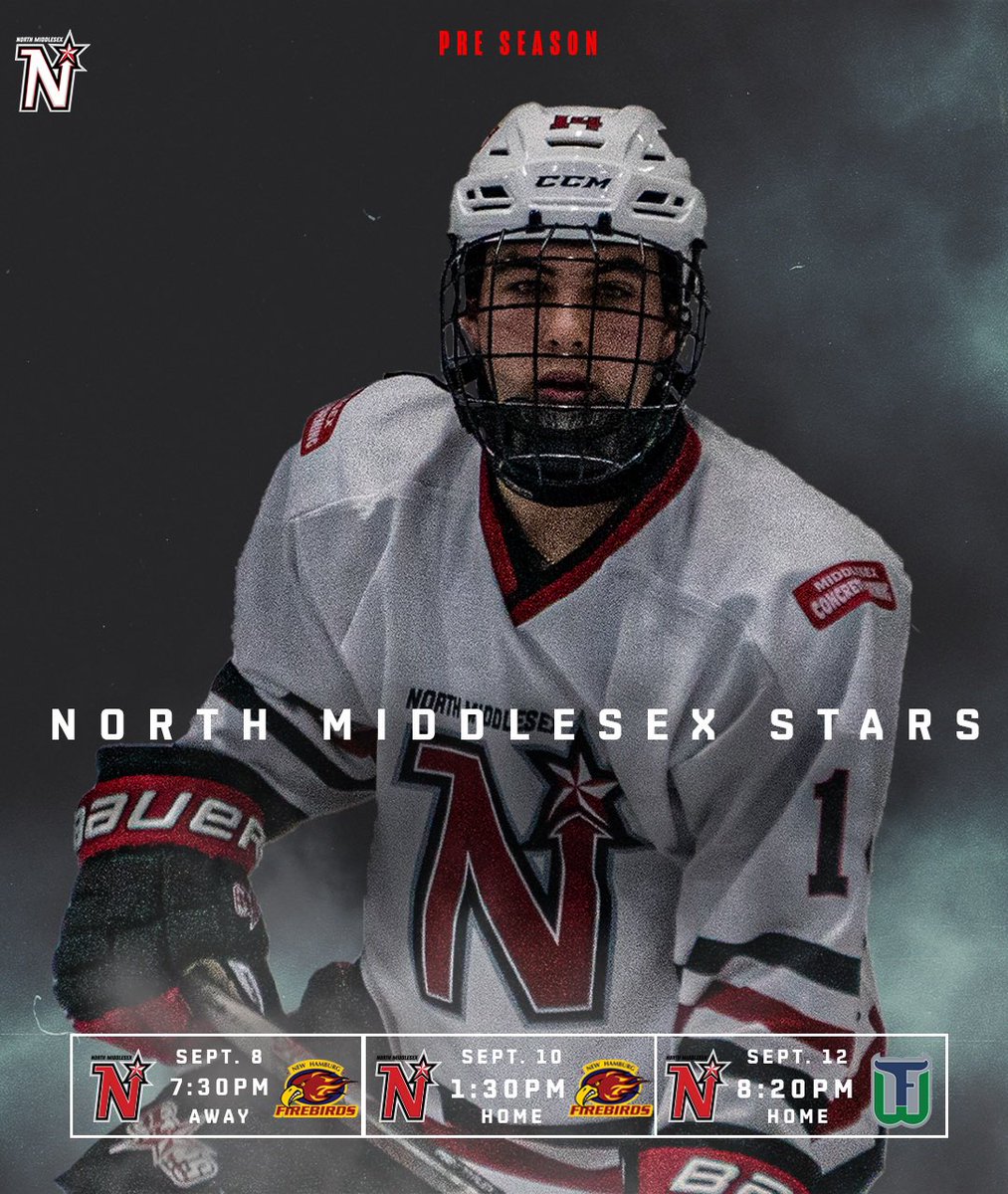 Get a first look at your Stars September 10th at home in pre season action against the New Hamburg Fire Birds!

Puck drop at 1:30pm