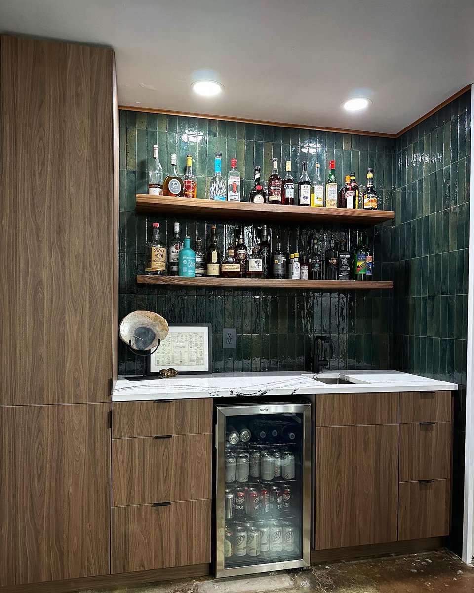strongbasil's tweet photo. Nick (mostly) and I finished the wet bar just in time for the NFL season! 
It was just a closet when we bought the house. https://t.co/LYodLIa5bJ