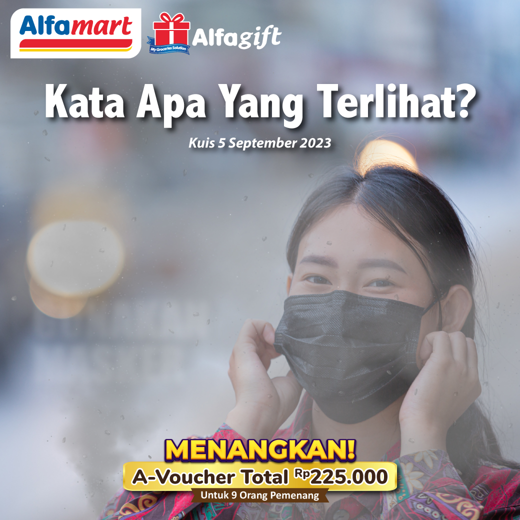 Siapa yang selalu hadir untuk  #KuisAlfamart??  Semoga kali ini bisa terpilih ya Sahabat😍😍🔥⁣
⁣
Untuk Soal kuis hari ini, mengenai perlengkapan menghindari polusi  🤭⁣

Coba tebak apa kata yang terlihat diantara asap pada gambar?? 
⁣⁣⁣⁣⁣⁣
