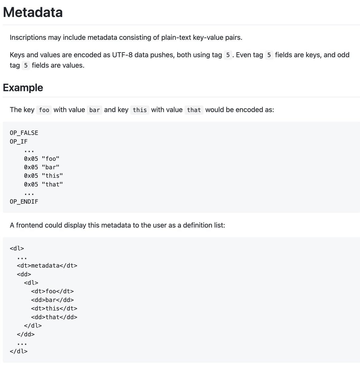 LeonidasNFT's tweet photo. Casey just opened a PR in the Ordinals GitHub for adding metadata to inscriptions!

It would allow you to add arbitrary plain-text key-value pairs to new inscriptions.

This is important because it means we could have on-chain traits for collections.

→ https://t.co/2Z6oB8Lvn4 https://t.co/VcIixBaJ9N