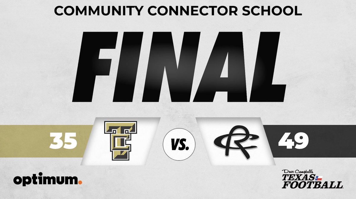 Check out the final score from the Royse City game last week! @RC_Bulldogs is one of our @optimum Community Connector Schools for 2023. texasfootball.com/optimum @RCISDAthletics @RoyseCityISD @RoyseCityHS