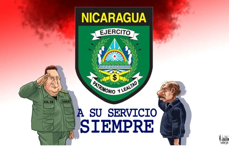 AUNNicaragua's tweet photo. 🩸 El Ejército de Nicaragua permite que la dictadura sandinista asesine, torture y encarcele a miles de nicaragüenses. ¡Sanciones! #EjercitoComplice #SancionesAlEjercito https://t.co/eH7fhOkCRn