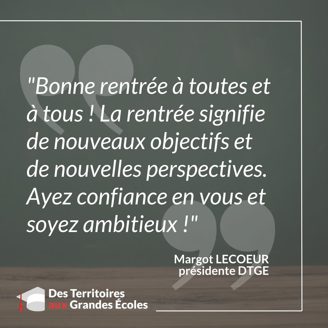dtge_asso's tweet photo. #rentrée2023 📚 Ce 4 septembre marque le début d'une nouvelle année scolaire.

🎓Lycéenne, lycéen, étudiante, étudiant ou jeune diplômé, l'équipe des Territoires aux Grandes Ecoles te souhaite une excellente rentrée 2023, emplie de confiance et d'ambition. https://t.co/jJBHVkX03k
