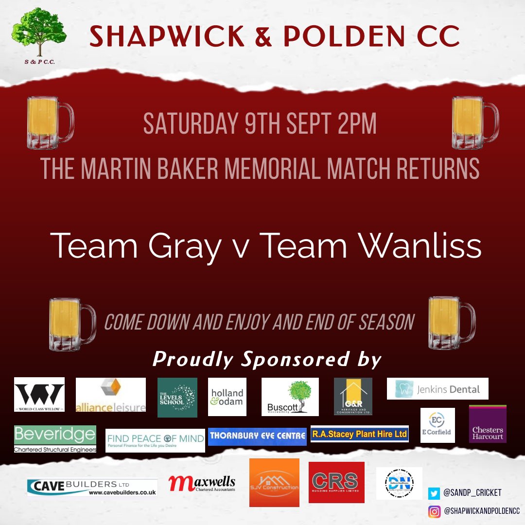 SandP_cricket's tweet photo. We may not have had the season we wanted 😬
But this weekend we remember the one of the greatest servants to club cricket there has ever been 👏
The Martin Baker Memorial Game returns this Saturday from 2pm, if you can, please come along and support 🏏 https://t.co/7oc53mI5Zw