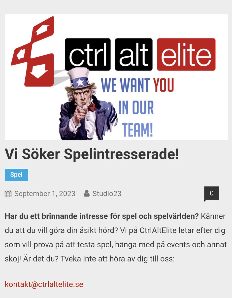 controlaltelite's tweet photo. We want YOU in our team! 🫵

Vi på CtrlAltElite letar efter dig som vill prova på att testa spel, hänga med på events &amp; annat skoj!

Tveka inte att höra av dig till oss:

✉️ - kontakt@ctrlaltelite.se

#recensent #spel #spelvärlden #nyheter #spelsite #nyamöjligheter #ctrlaltelite https://t.co/6Jl48dqMZE