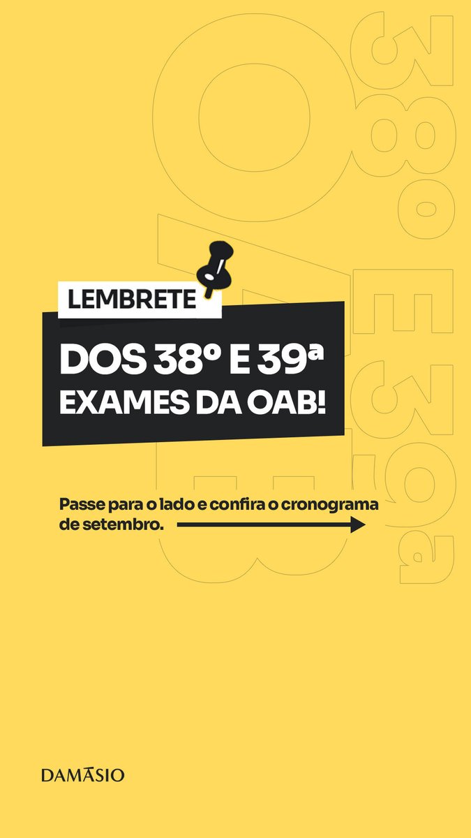 damasioosasco's tweet photo. Se você vai prestar os 38º e 39º Exames da OAB, precisa ficar atento a estas datas!

E não esqueça de marcar seu amigo que também fará a prova.

#oab #examedaoab #examedeordem #1faseoab #2faseoab #Damásio https://t.co/iprWMfQf1n