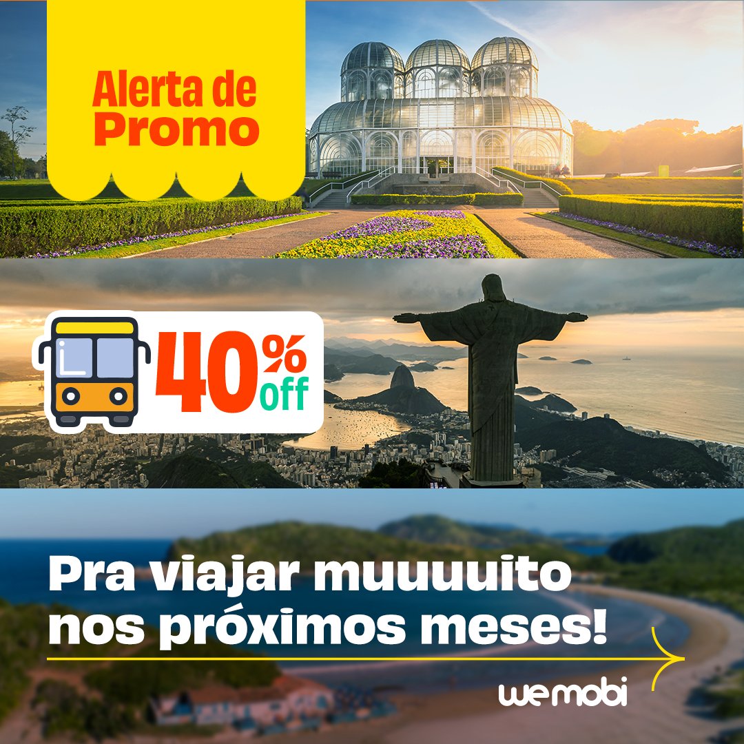 wemobioficial's tweet photo. Bora viajar muuuuuuito nos próximos meses? 🤩
Essa é sua chance, welover, corra e garanta 40% de desconto!

Confira só:

🔗https://t.co/DEywLKIXQ6

#viajar #viajarpelobrasil #viagemdeônibus #desconto #cupom #promo #wemobi https://t.co/gkcmx4C51Z