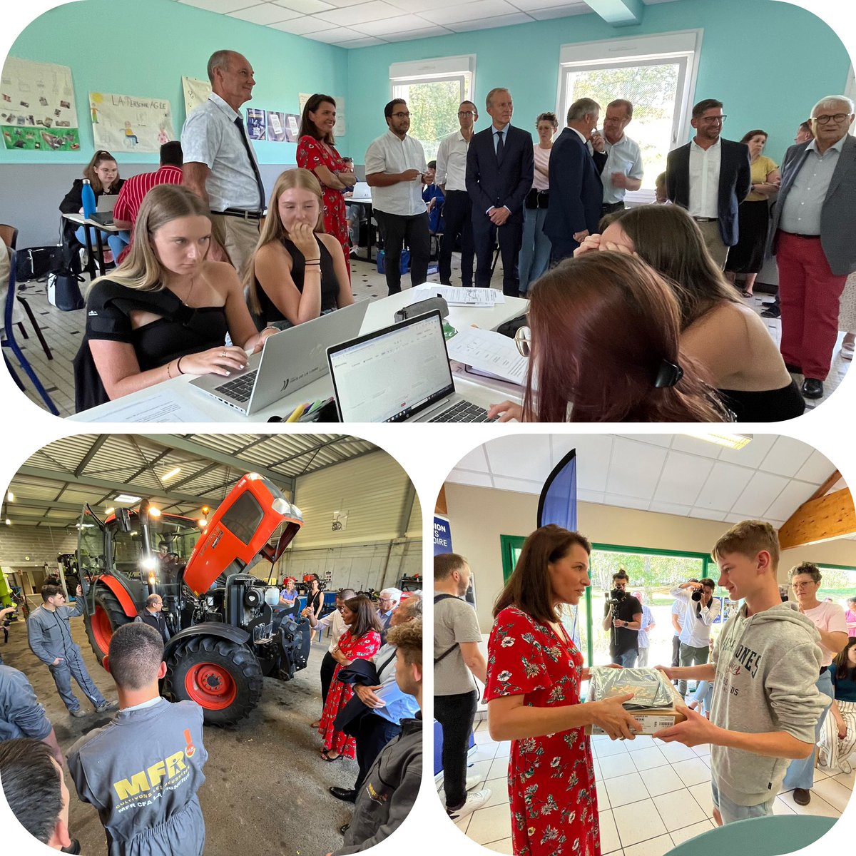 Nous avons eu l'honneur de recevoir à la Mfr la Pignerie, Madame Christelle Morançais  Présidente de la Région Pays de la Loire , qui a remis un ordinateur portable aux jeunes de nos classes de secondes agro équipement et service à la personne et animation des territoires.