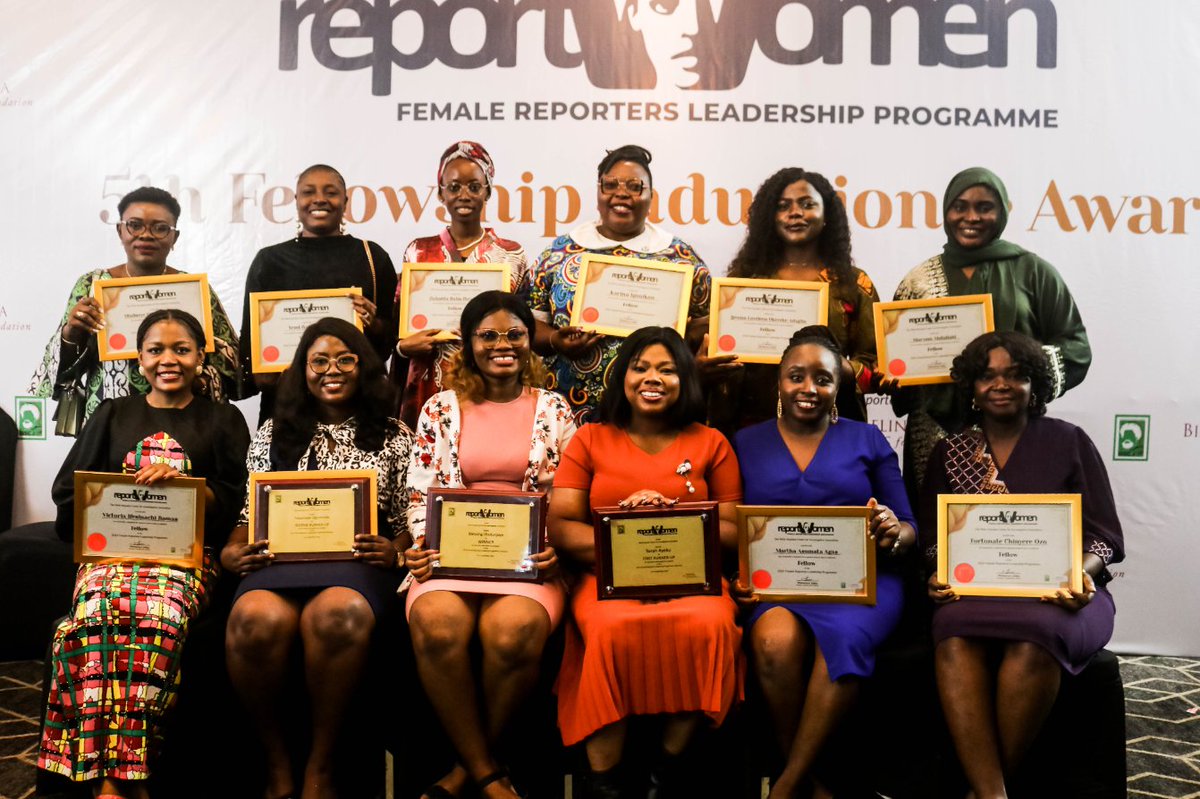 #ReportWomen Network of the <a href="/WSoyinkaCentre/">Wole Soyinka Centre</a> welcomed 12 new members to its fold following the induction and award ceremony for the 2023 Report Women! Female Reporters Leadership Programme (#FRLP) Fellows on Monday, 4 September 2022 in Lagos.
It was funded by <a href="/gatesfoundation/">Gates Foundation</a>.