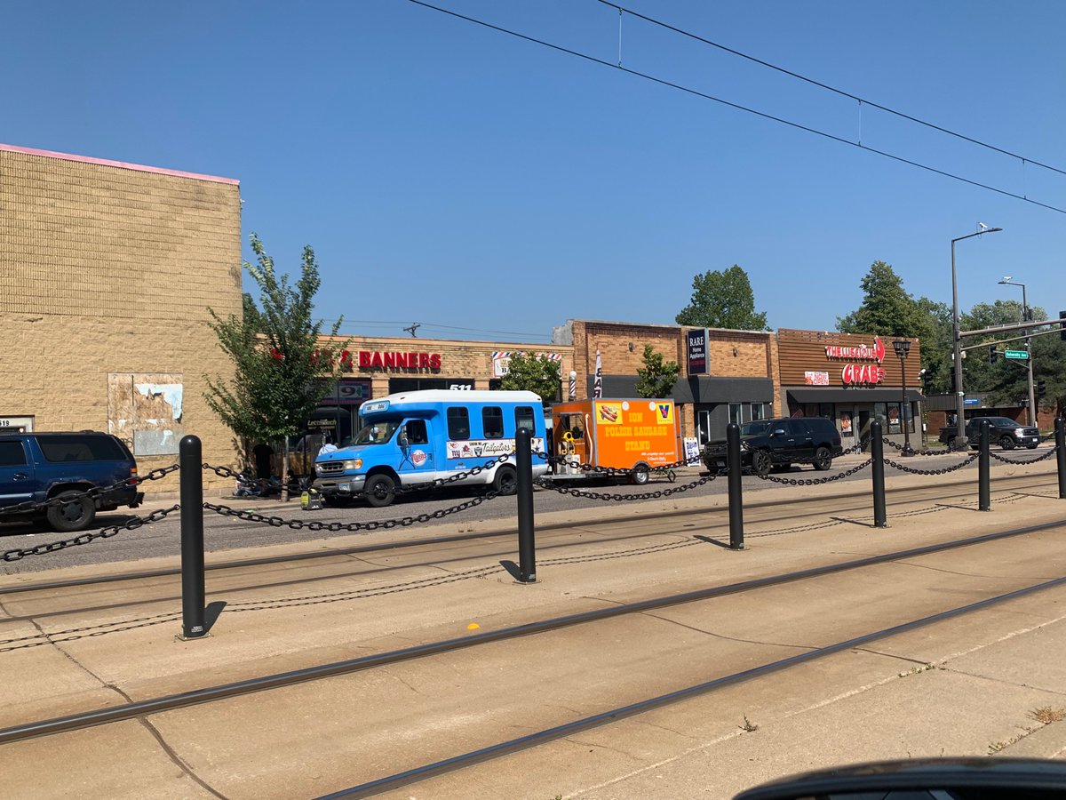 FrederickMelo's tweet photo. Milan Dennie opened a barbershop on University Avenue that does an annual free back-to-school haircut day today. And free backpacks. And he started a youth chess club. And this summer he started a youth-run Polish sausage truck. And today a free bounce house. https://t.co/XeBJBq4FGl