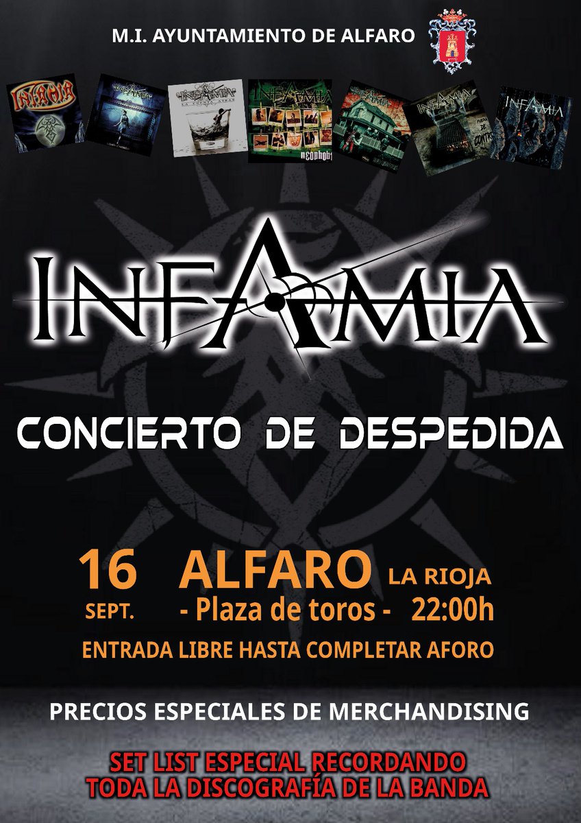 🔥QUEDA MUY POCO🔥

⚠️Recordamos que quedan menos de 2 semanas para nuestro concierto de despedida en Alfaro (La Rioja). 

 - Sábado 16 de septiembre, a las 22:00 en la plaza de toros. 

▪️ENTRADA GRATUITA▪️