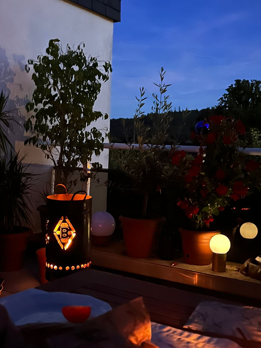 Lauschiger Grillabend mit Kind und Schwiegerkind. Es war sehr schön. Schade, dass es kein Freitag- oder Samstagabend war.