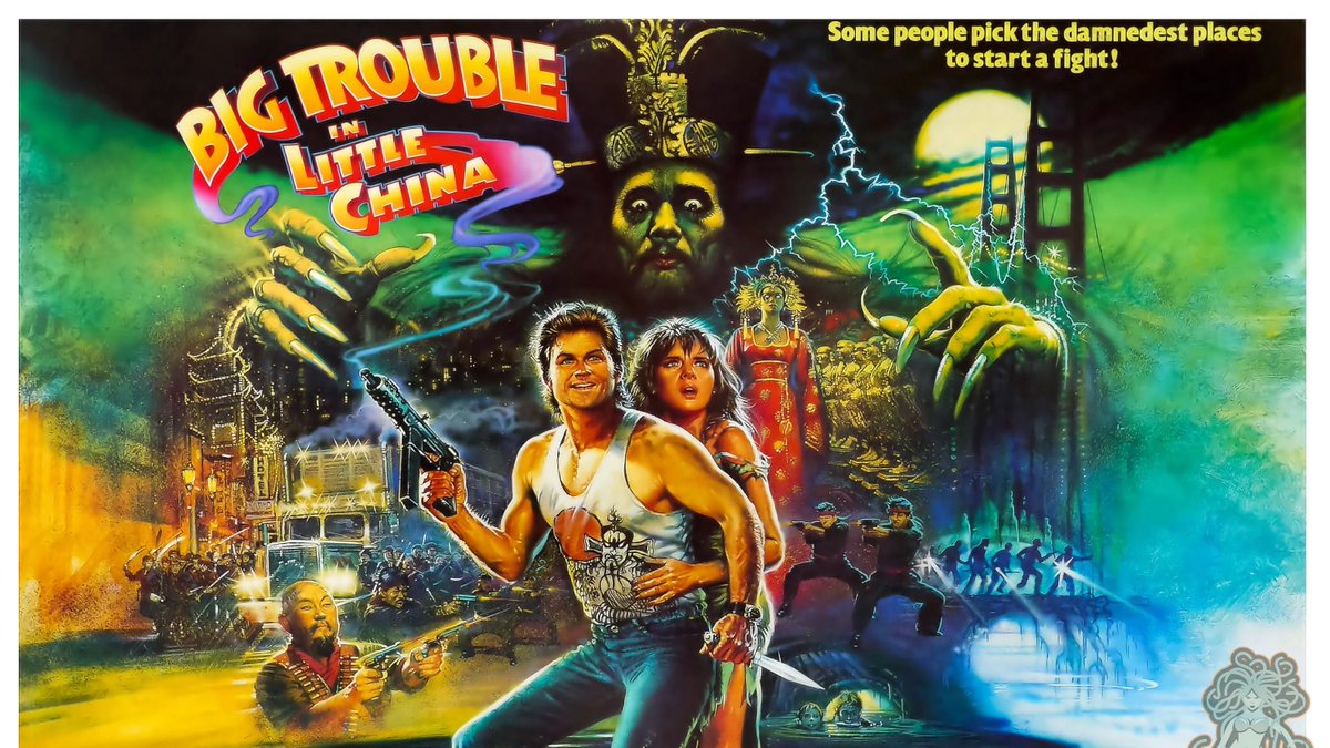 RanesHook's tweet photo. You know what ol' Jack Burton sez: being a hero's all in the reflexes! BIG TROUBLE IN LITTLE CHINA is next, on the #WorkIsWar #LaborDay #ActionMovieMarathon! Easy-going trucker #KurtRussell is our best hope against an evil wizard bent on world domination! https://t.co/4ITM2BzAKP https://t.co/2vP17MZqeu