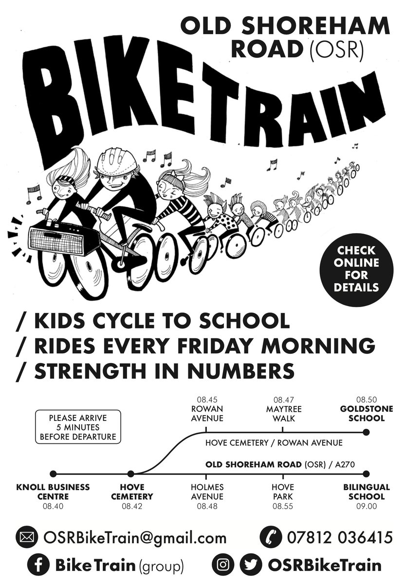 OSRBikeTrain's tweet image. Summer holidays are over, but the fun of a new school year is just starting.  Why not join the Old Shoreham Road Bike Train every Friday.  We have bubbles, tunes and a ton of smiles.  We run to the Bilingual Primary and Goldstone Primary schools.  Come and join us.