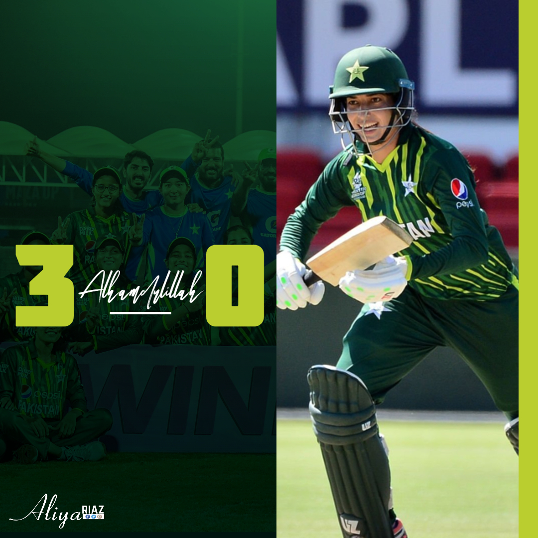 𝟯-𝟬 | 𝗔𝗹𝗵𝗮𝗺𝗱𝘂𝗹𝗶𝗹𝗹𝗮𝗵! 🙌
Dominance at its finest! Kudos to the entire squad for their relentless efforts! 🇵🇰

#PAKWvSAW #BackOurGirls