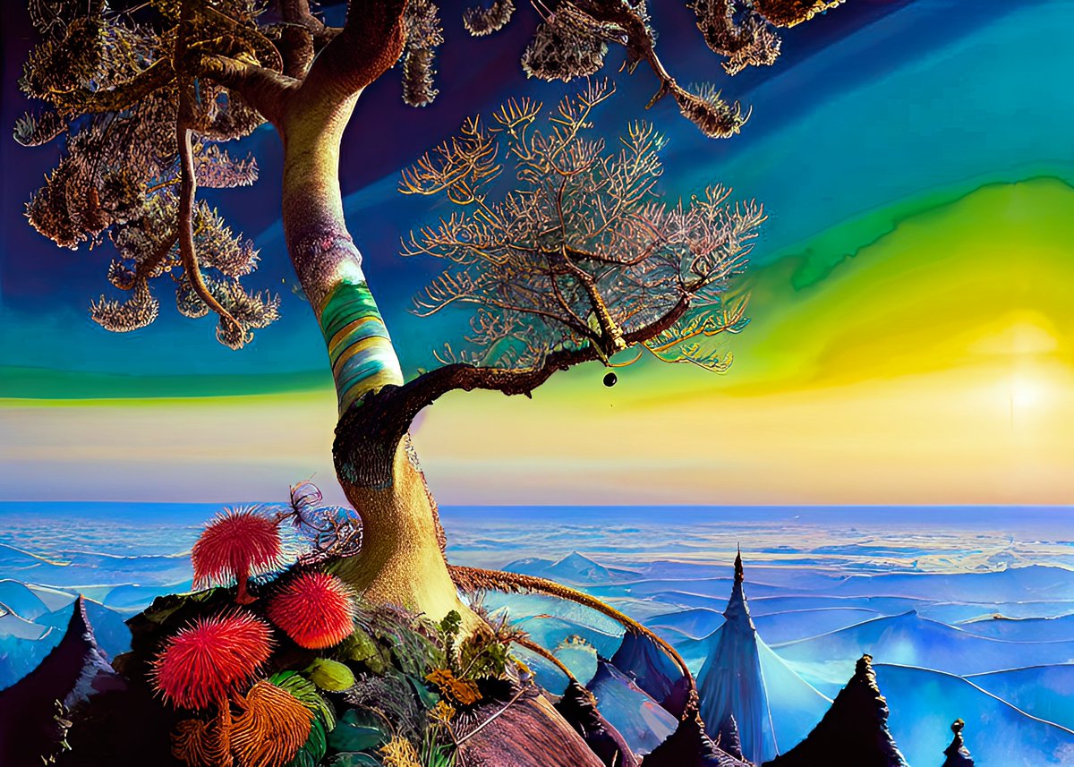 xalieri's tweet photo. Seuss, realized. Set 1, 2 of 3

#SeussRealized #StalksAndPuffs #TwistyVegetation #ApologiesTo #DrSeuss #WeirdArt #PsychologicalLandscape #ImSureItMustMeanSomething

#DarkArts #DigitalArt #AIAssistedArt #AIArt #WomboDream #StableDiffusion https://t.co/eGHmno8Zus