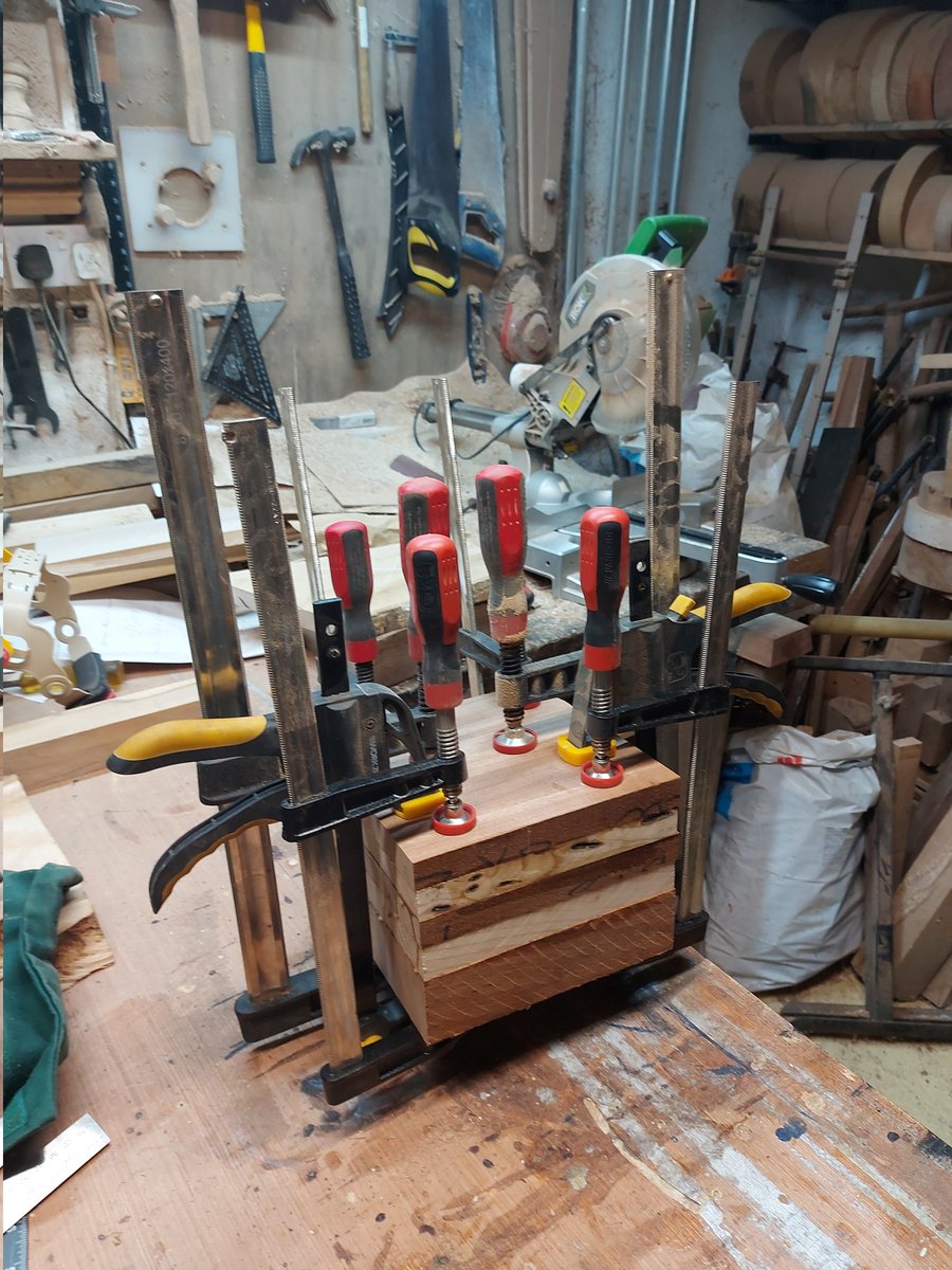 MMWoodTurning's tweet photo. Can ya ever have, "too many" cramps 😃 #Woodturning https://t.co/SopVg5sYJw