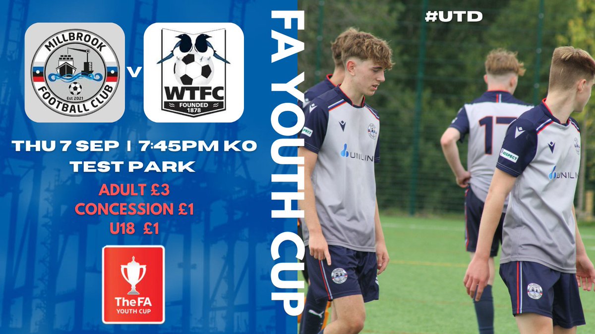 Thurs 7:45 at Test Park #UTD #fayouthcup @millbrook_fc @HampshireFA @UnilinkSW