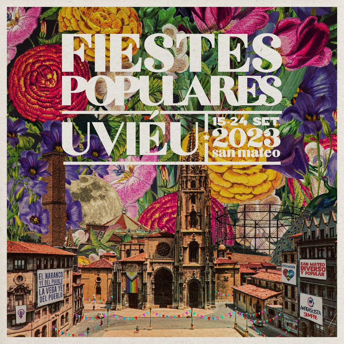 ¡SAN MATEO POPULAR Y DIVERSO!✨💗🥳

Este último año queríamos hacer algo especial, algo que proyectara esperanza y luz después del robo de las fiestas de San Mateo por parte de Canteli &amp; cía. Por eso os presentamos esta guapura de cartel, porque la alegría resiste y no se rinde!