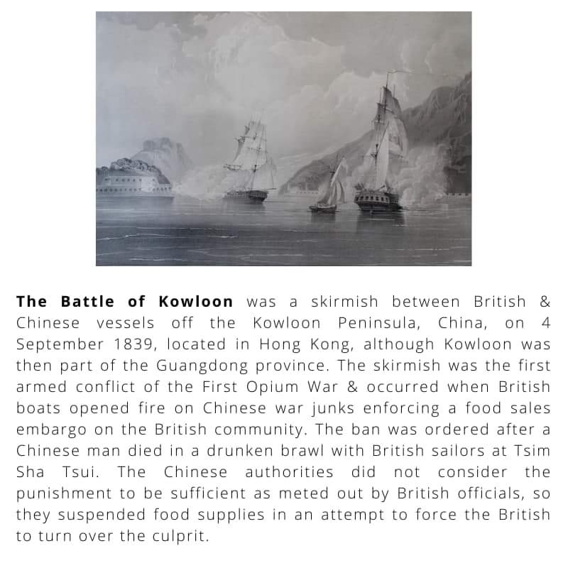 BritishHistorym's tweet photo. #otd 4 September 1839 – Battle of Kowloon: British vessels open fire on Chinese war junks enforcing a food sales embargo on the British community in China in the first armed conflict of the First Opium War.

#FirstOpiumWar #Royalnavy #Britishhistory  #onthisdayinhistory https://t.co/SiXEoaEUhY