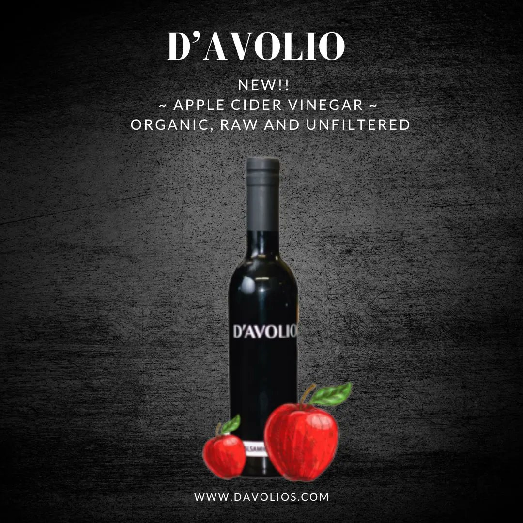 DAvolios's tweet photo. NEW PRODUCT! Our flavor of the month is our newest addition! 
 Our lovely, raw, unfiltered, Organic Apple Cider Vinegar comes from small batches made in Northern California’s Apple Country. It is rich in phenols and contains the “mother of vinegar” 

#davolio #yum https://t.co/Q2zlK5JjEP