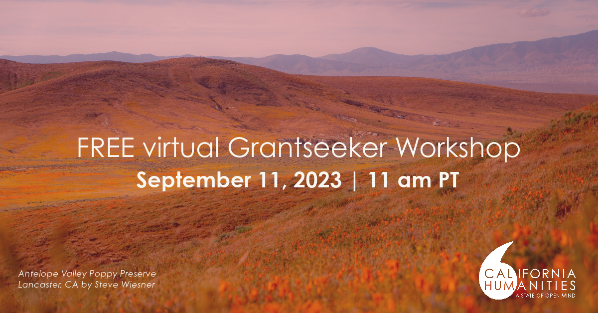 Register for these upcoming FREE virtual info sessions! 🗓️ Sept.7, 11 am PT: Humanities for All Quick Grant webinar (this week!) bit.ly/3KT8570 🗓️ Sept. 11, 11 am PT: Grantseeker Workshop (overview of our grant opportunities) bit.ly/45FNomK