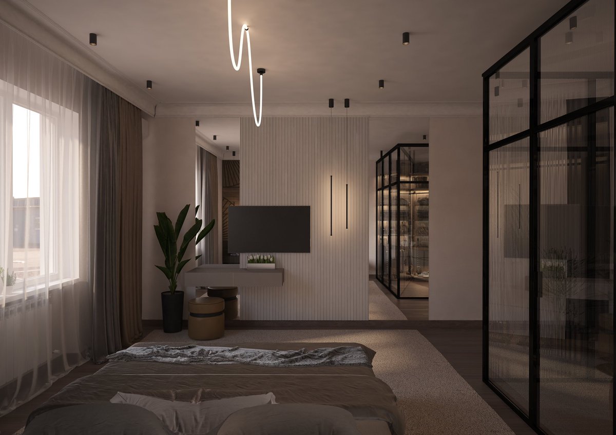 AlbertZabarov's tweet photo. Интерьер современной спальни с гардеробной.
#дизайнинтерьера #interiordesign #махачкала https://t.co/xZpFgO7GE7