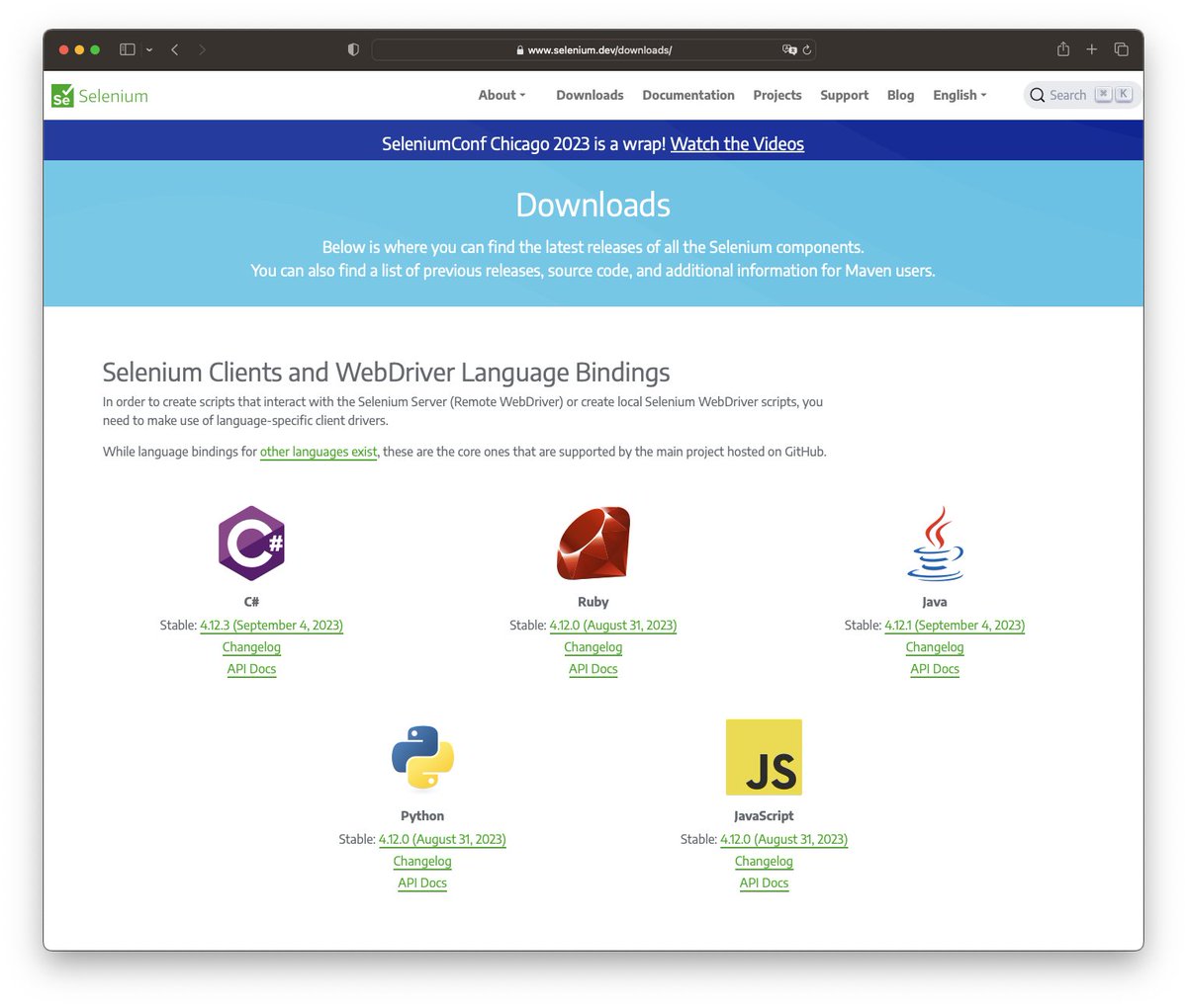 Exciting news for testing lovers! @seleniumhq for .NET (4.12.3) and Java (4.12.1) has just been released with bug fixes and improvements. Check out your favorite package distribution system or selenium.dev/downloads/ to get started, and happy testing! #Selenium #testing