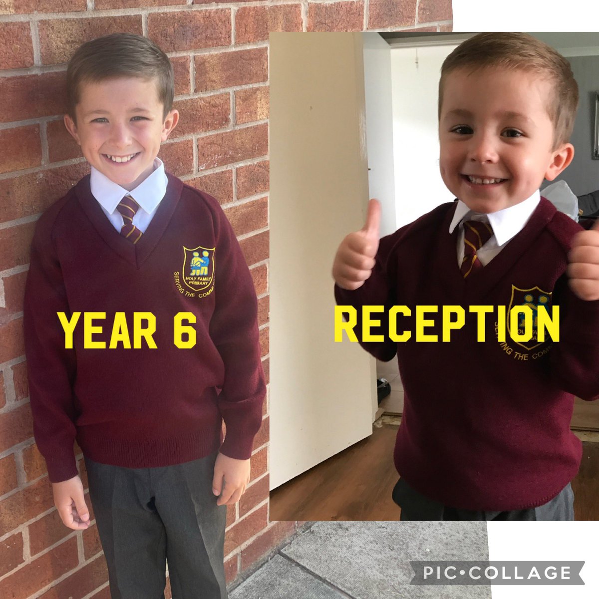 sonbxx's tweet photo. From this little cute boy to this handsome big boy! 
How’s my boy in his last year 😭😭 
Not ready for this year, 
Last first day back in holy family.
@HFHalewood https://t.co/HBVFiHeUBg