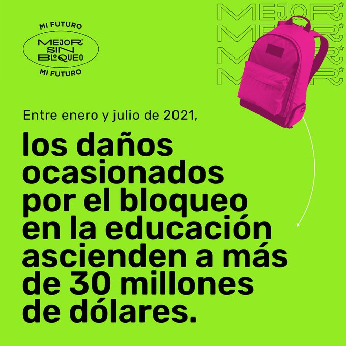 🎯La educación en Cuba se ve afectada por imposibilidad de acceder a mercado de EEUU y de América Latina y el Caribe, dominados por empresas estadounidenses.  Ello dificulta obtención de insumos imprescindibles para proceso docente educativo con mayor calidad. #MejorSinBloqueo