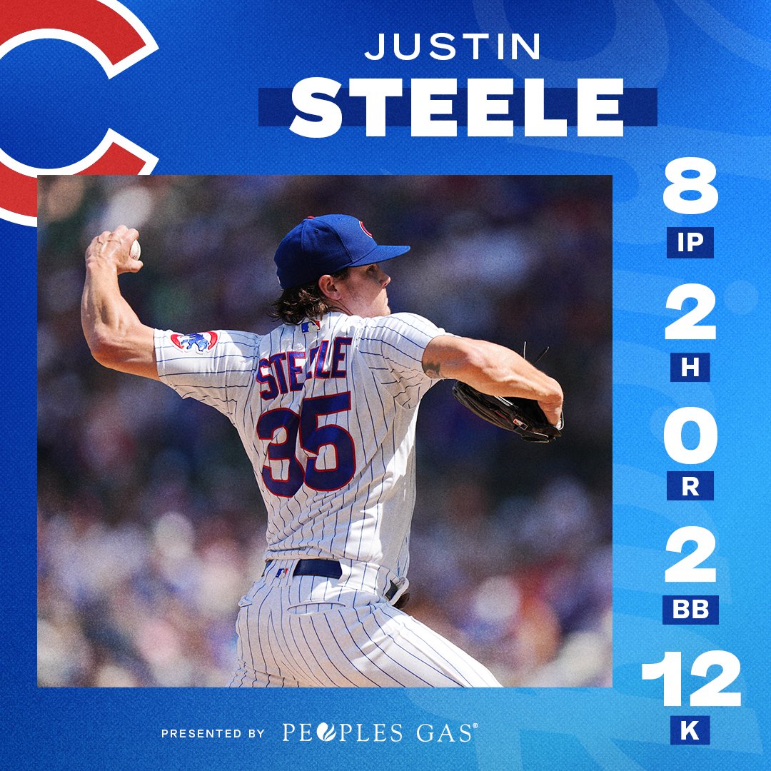 Cubs's tweet photo. Justin Steele has won a career-high seven-straight decisions! 👏 https://t.co/YTYGpxDrXr