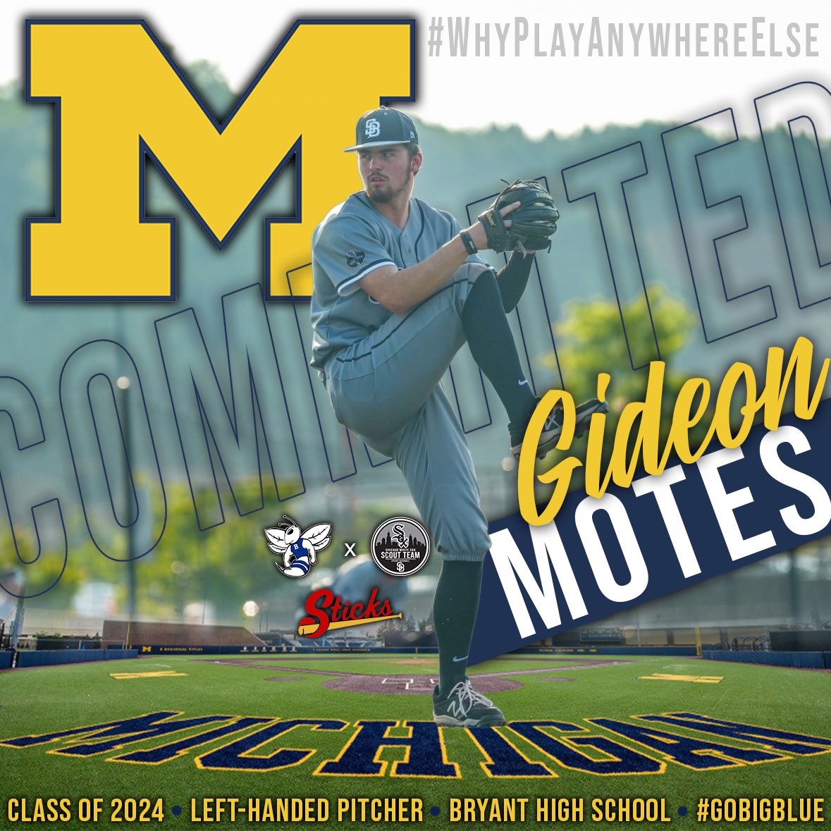 Gideon Motes (@gideon3motes) on Twitter photo I’m excited to announce that I will be committing to The University of Michigan! Thank you to everyone for the love and support along this journey with me!#GoBigBlue🔵
<a href="/Brewsterc29/">Chase Brewster</a> <a href="/AR_Sticks/">Sticks Baseball</a> @JBrownPG <a href="/PBR_Arkansas/">Brian Walker</a> <a href="/PerfectGameUSA/">Perfect Game USA</a> <a href="/GBock24/">Garrett Bock</a> <a href="/HuntzingerBrock/">Brock Huntzinger</a> <a href="/TracyJSmith13/">Tracy Smith</a> I’m excited to announce that I will be committing to The University of Michigan! Thank you to everyone for the love and support along this journey with me!#GoBigBlue🔵
<a href="/Brewsterc29/">Chase Brewster</a> <a href="/AR_Sticks/">Sticks Baseball</a> @JBrownPG <a href="/PBR_Arkansas/">Brian Walker</a> <a href="/PerfectGameUSA/">Perfect Game USA</a> <a href="/GBock24/">Garrett Bock</a> <a href="/HuntzingerBrock/">Brock Huntzinger</a> <a href="/TracyJSmith13/">Tracy Smith</a>