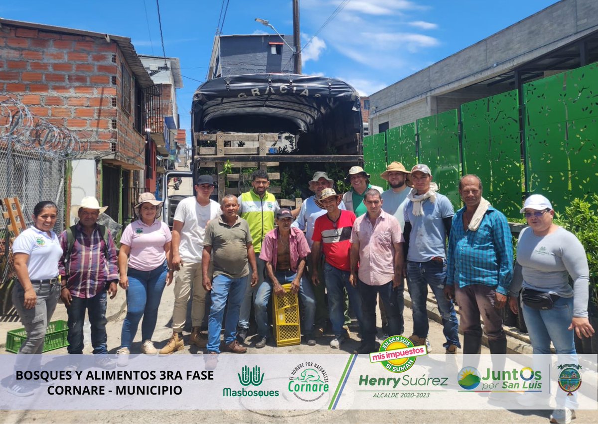 SanLuisANT's tweet photo. Gracias a los convenios establecidos entre #CORNARE, #MasBosques #AdministraciónMunicipal, fue posible el desarrollo del proyecto “Bosques y Alimentos” en su tercera fase. De esta forma, se hizo entrega a 20 usuarios de insumos para establecimientos de 10 Hectáreas en cítricos. https://t.co/OKjdr9d4xN