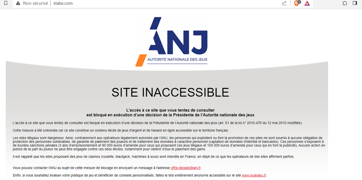 Le casino à shitcoins <a href="/Stake/">Stake.com</a> vient de se faire voler 40M USDT

Le site est bloqué en France (pour vous protéger évidemment)

Voici comment le débloquer en 1 minute