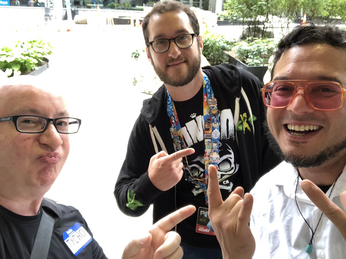 markjamesmurphy's tweet photo. That’s right, there’s a #FakeGabe in town now
#PAXWest2023 #PAXWest #FakeTycho #FakeGabe https://t.co/1tdiRHiQub