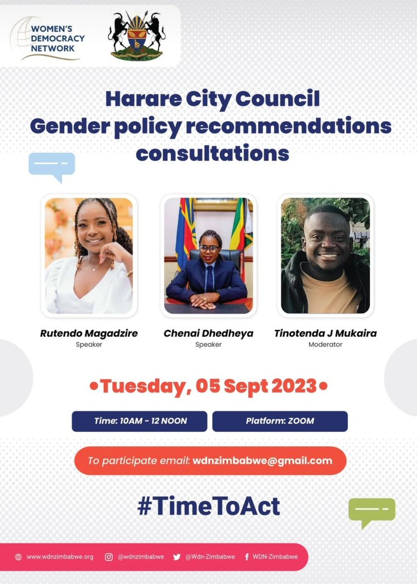 wdn zimbabwe is inviting you Topic: Gender Responsive Policy Making Policy Dialogue Time: Sep 5, 10:00 AM Johannesburg Join Zoom Meeting us06web.zoom.us/j/88249877656?… Meeting ID: 882 4987 7656 Passcode: 426523 @munyabless @media @MasvingoMedia