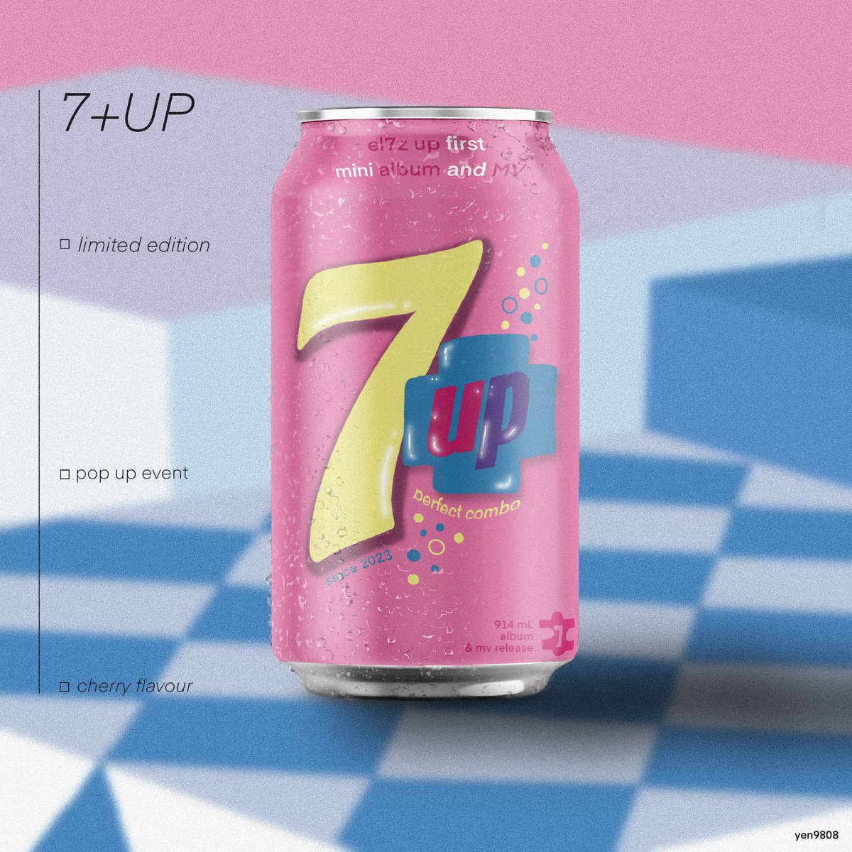 yen9808's tweet image. EL7Z UP 1ST MINI ALBUM [7+UP] 

LIMITED EDITION 🍒 🥤 

2023.09.14 - DIGITAL ALBUM 

#EL7ZUP #엘즈업 #7PlusUp #Fanmade