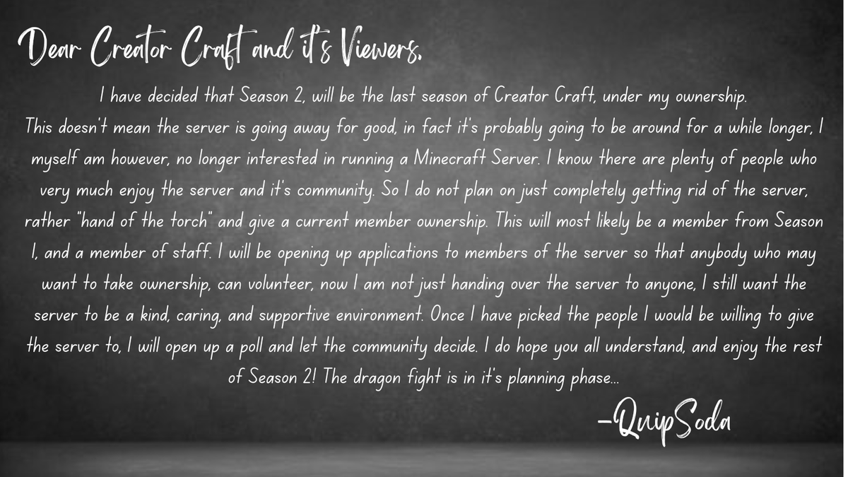creatorcraftrl's tweet photo. 🚨URGENT ANNOUNCEMENT🚨
👀Please take your time to read👀
#Minecraft #SMP #MinecraftSMP #Trending #LGBTQ #Twitch #Youtube #CreatorCraft #QuipSoda #Goodbye https://t.co/PhCx99R6jn