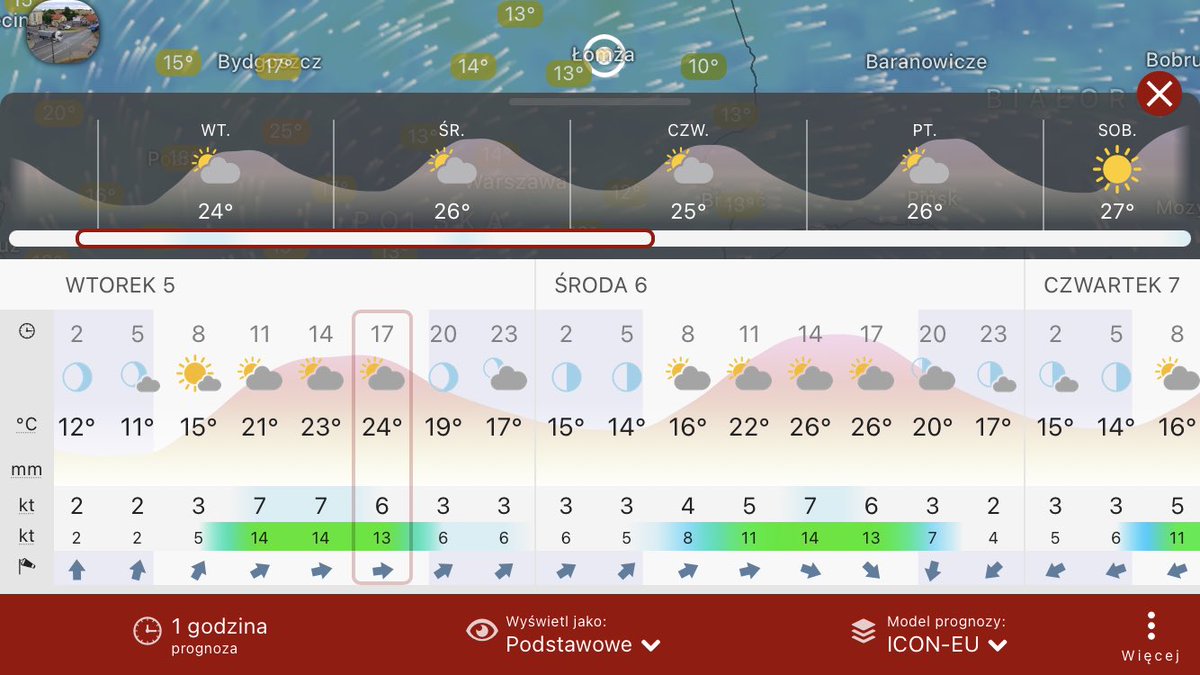 MeteoinfoLMOSPL's tweet photo. Prognoza pogody wg.modeli #ECMWF #GFS #ICON dla #Łomża na 0️⃣5️⃣.0️⃣9️⃣.2️⃣0️⃣2️⃣3️⃣ #Windycom https://t.co/OXn2aUtQSc