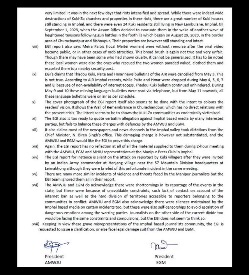BinaNepram's tweet photo. Journalists Vs Journalists in #India regarding #ManipurViolence Even after 120 days,truth is greatest casualty.All Manipur Working Journalists Union/Editors Guild Manipur point out mistakes @IndEditorsGuild Report #ReportTruth #Manipur @PTI_News @CPJAsia https://t.co/hkpbleCT2J