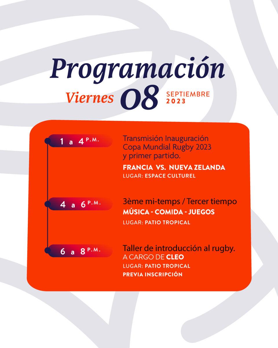 AFBarranquilla's tweet photo. 🏉🎉 ¡Prepárate para vivir el rugby en la #AFBarranquilla! 🏆🇫🇷🇳🇿No te pierdas nuestro Journée du rugby 🌟

¡Esperamos verte en cada momento emocionante de nuestra Journée du rugby! ¡No faltes a esta experiencia inolvidable! 🙌🏉🎊

Conoce más aquí https://t.co/3IqgCjzgKr https://t.co/wVPxxLln83