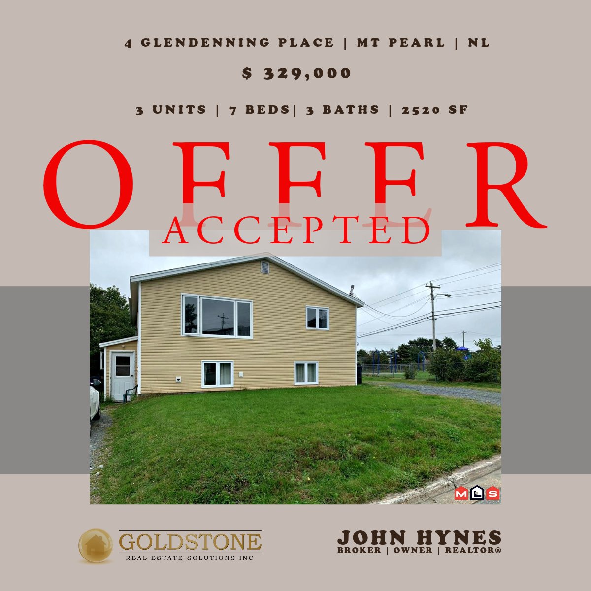 #Goldstone #offeraccepted #acceptedoffer #threeapt #bungalow #threeaptbungalow #overlist #overlistprice #multiunit #multifamily #multifamilyunit #mountpearl #mountpearlrealestate #nlrealestate #realestatenl #investor #realestateinvestor #moneymaker #fthb #newfoundland #home