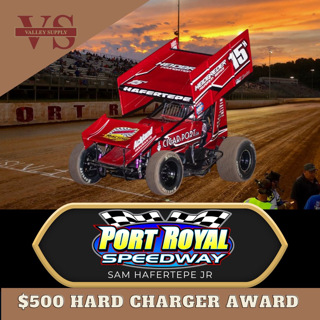 Your Valley Supply $500 hard charger is @samhafertepejr during the Foss Jewelers, Inc. #LaborDayClassic presented by Tedd Reitz.