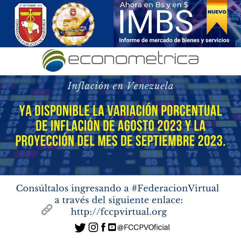 FccpvOficial's tweet photo. 🚨📈 ÍNDICES Y TENDENCIAS: ¡Atención! Ya está actualizada la variación porcentual de inflación desde Enero 2016 hasta Agosto 2023 con la proyección de Septiembre 2023, disponible en la plataforma #FederacionVirtual 

Ingresa a través de:

🌐 https://t.co/iwe9J5QnVZ https://t.co/VQU3GebpkU