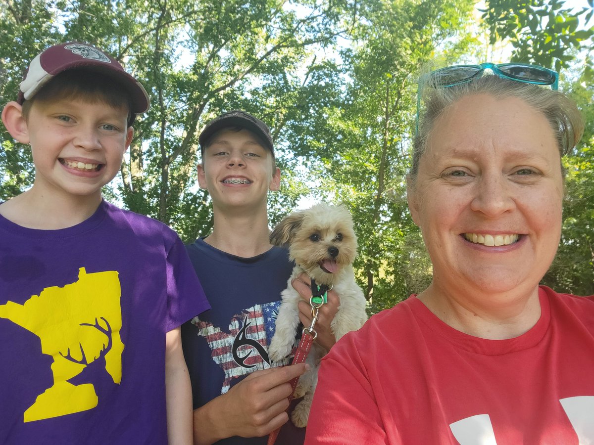 Anderson_KMES's tweet photo. The boys and I enjoyed a hike before the weather got too warm! Frankie enjoyed his first state park hike too! #takeitoutside #ricelakestatepark https://t.co/3TUsYLhrwS