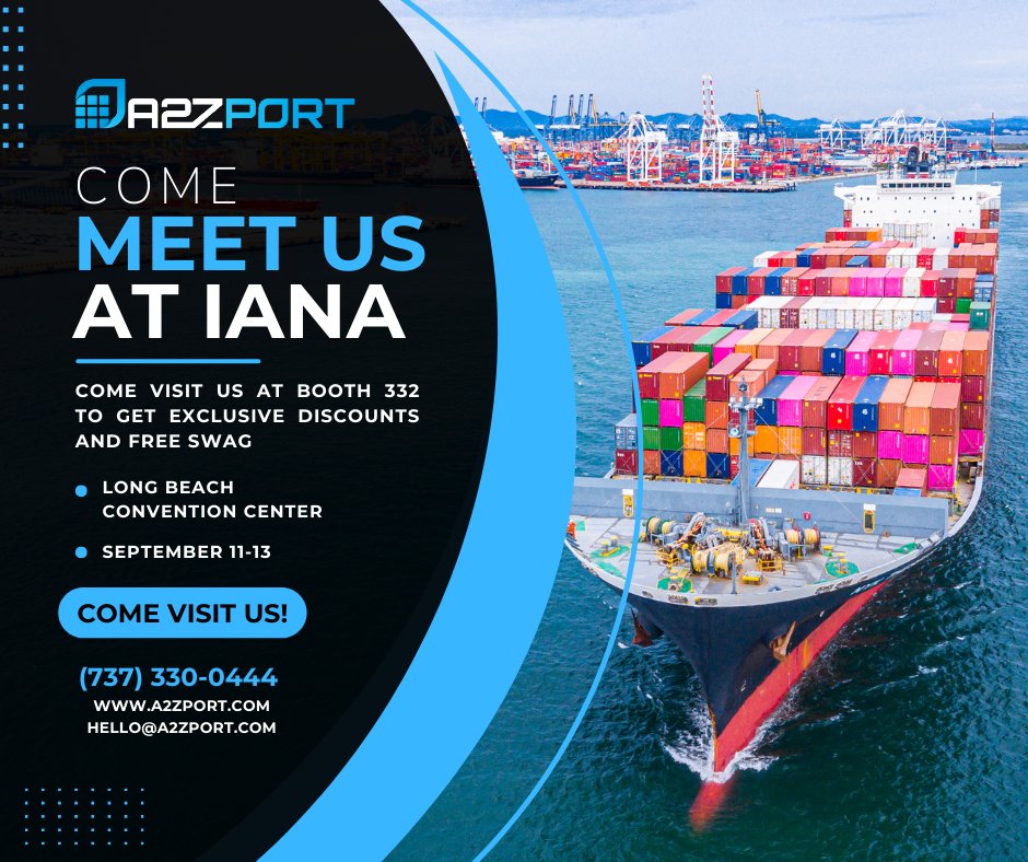 Exciting News! Join us at IANA 2023, where A2Z Port is making waves in the world of logistics. 🚀 Let's shape the future of logistics together! See you at IANA, September 11-13, 2023. 🗓️

#IANA2023 #ShippingRevolution #ShippingTech #AIpoweredLogistics #DrayageSolutions